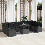 vidaXL Set de canapele pentru grădină 11 pcs Negru 100 x 55 x 73 cm