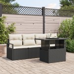 vidaXL Set de canapele pentru grădină cu pernă 5 pcs negru și crem vidaXL Set de canapele pentru grădină cu pernă 5 pcs negru și crem