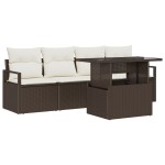 vidaXL Set de canapele pentru grădină cu pernă 5 pcs maro și crem vidaXL Set de canapele pentru grădină cu pernă 5 pcs maro și crem