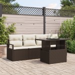vidaXL Set de canapele pentru grădină cu pernă 5 pcs maro și crem vidaXL Set de canapele pentru grădină cu pernă 5 pcs maro și crem
