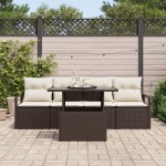 vidaXL Set de canapele pentru grădină cu pernă 5 pcs maro și crem vidaXL Set de canapele pentru grădină cu pernă 5 pcs maro și crem