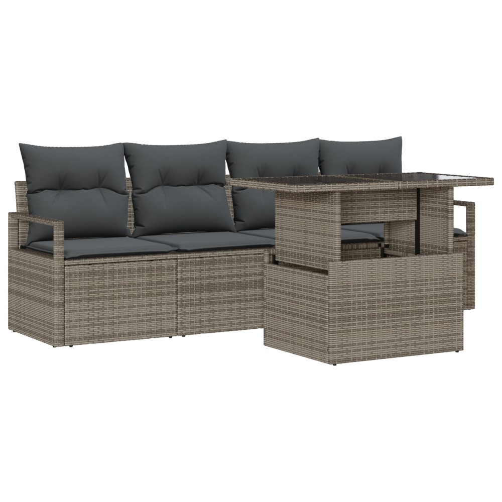 vidaXL Set de canapele pentru grădină 5 pcs Gri 100 x 55 x 73 cm