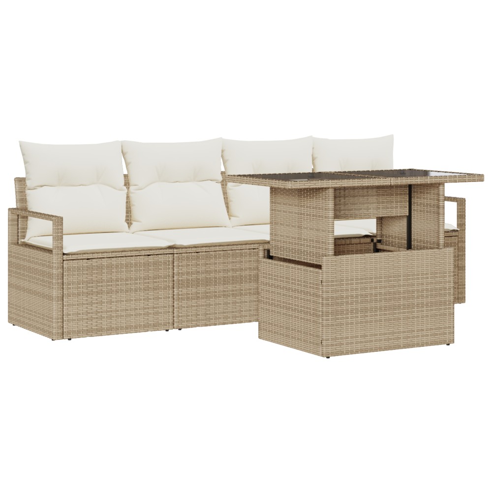 vidaXL Set de canapele pentru grădină cu pernă 5 pcs bej și crem