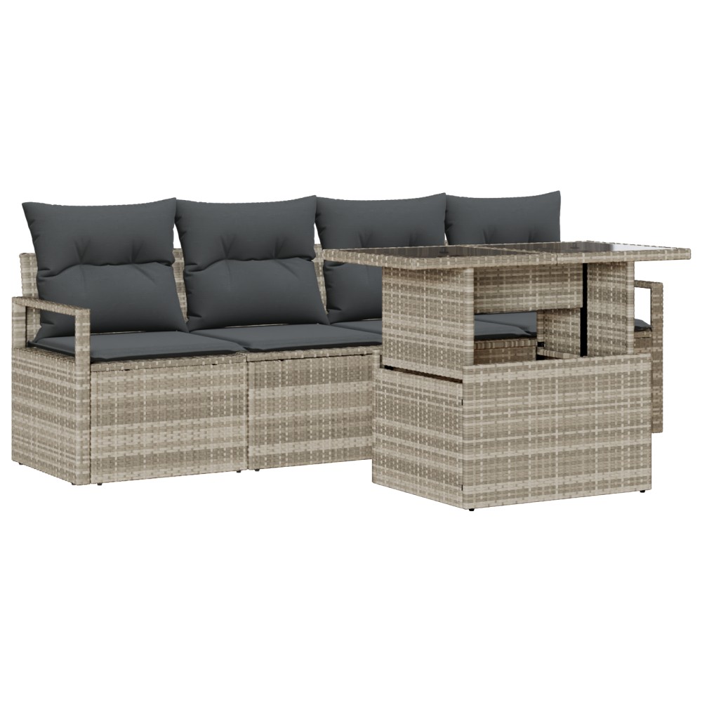 vidaXL Set de canapele pentru grădină cu pernă 5 pcs Gri deschis