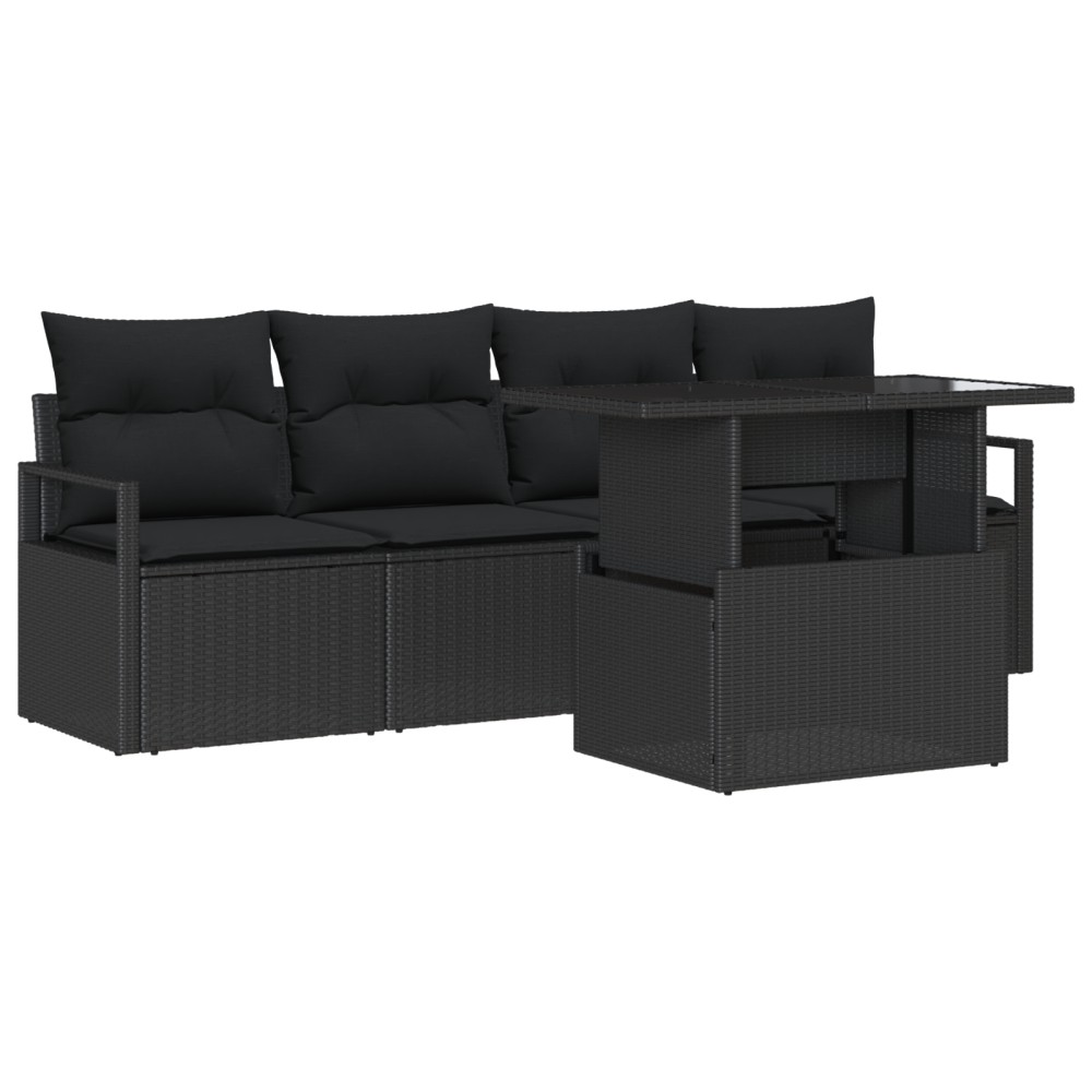 vidaXL Set de canapele pentru grădină 5 pcs Negru 100 x 55 x 73 cm
