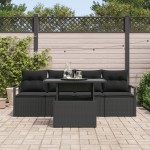 vidaXL Set de canapele pentru grădină 5 pcs Negru 100 x 55 x 73 cm