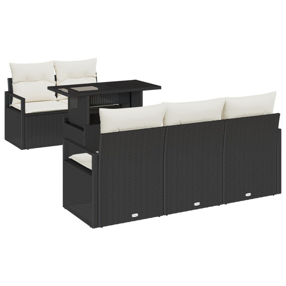 vidaXL Set de canapele pentru grădină cu pernă 6 pcs negru și crem