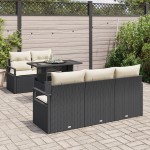 vidaXL Set de canapele pentru grădină cu pernă 6 pcs negru și crem vidaXL Set de canapele pentru grădină cu pernă 6 pcs negru și crem