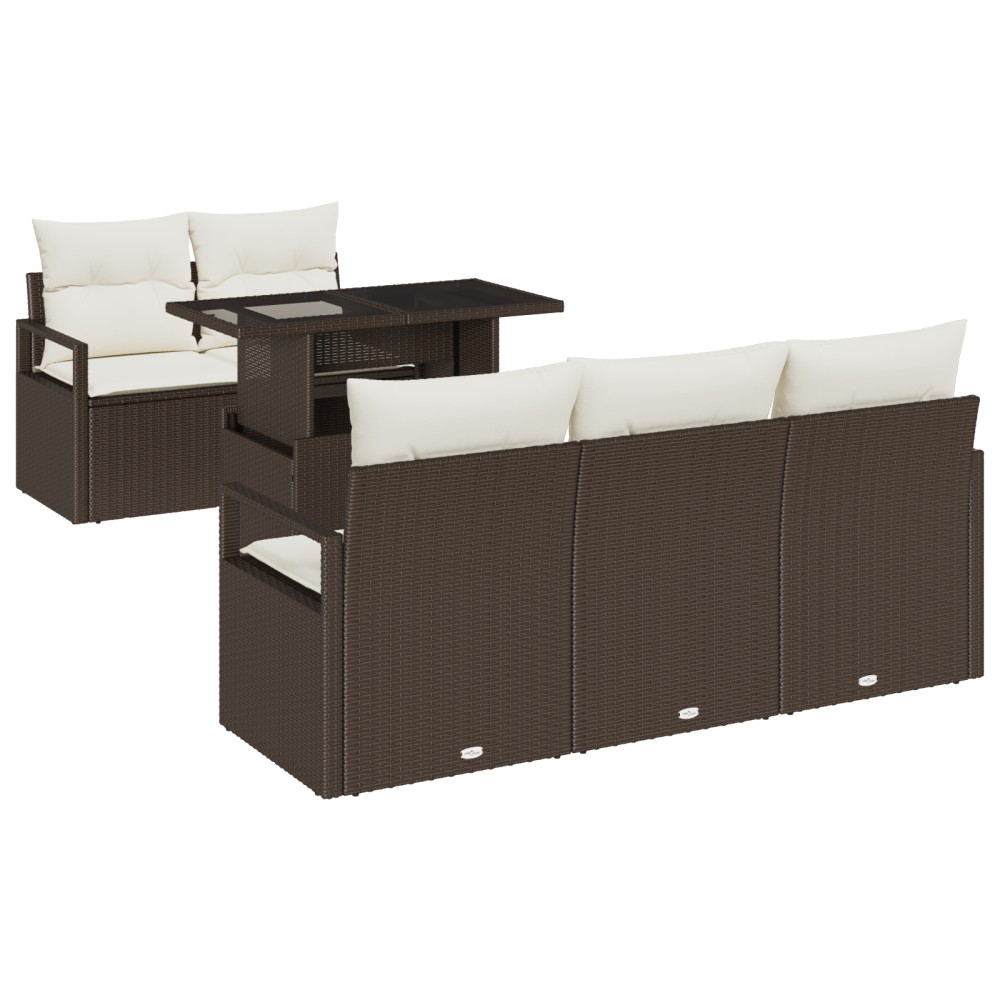 vidaXL Set de canapele pentru grădină cu pernă 6 pcs maro și crem