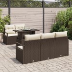 vidaXL Set de canapele pentru grădină cu pernă 6 pcs maro și crem vidaXL Set de canapele pentru grădină cu pernă 6 pcs maro și crem