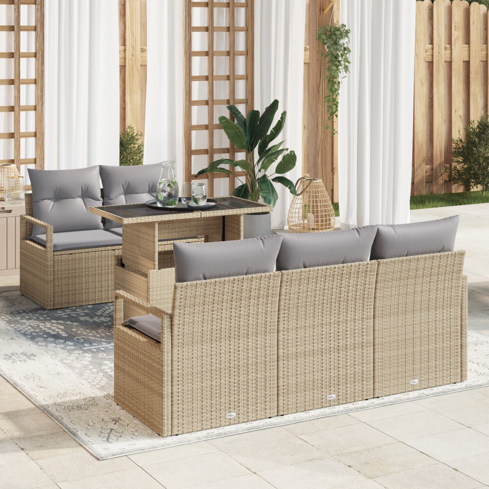 vidaXL Set de canapele pentru grădină Manual 6 pcs bej și gri deschis