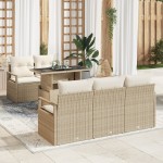 vidaXL Set de canapele pentru grădină cu pernă 6 pcs bej și crem vidaXL Set de canapele pentru grădină cu pernă 6 pcs bej și crem