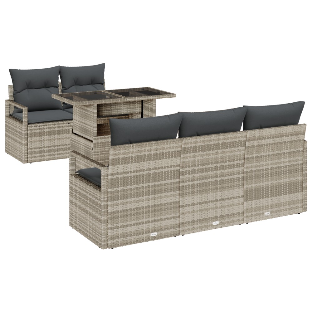 vidaXL Set de canapele pentru grădină cu pernă 6 pcs Gri deschis