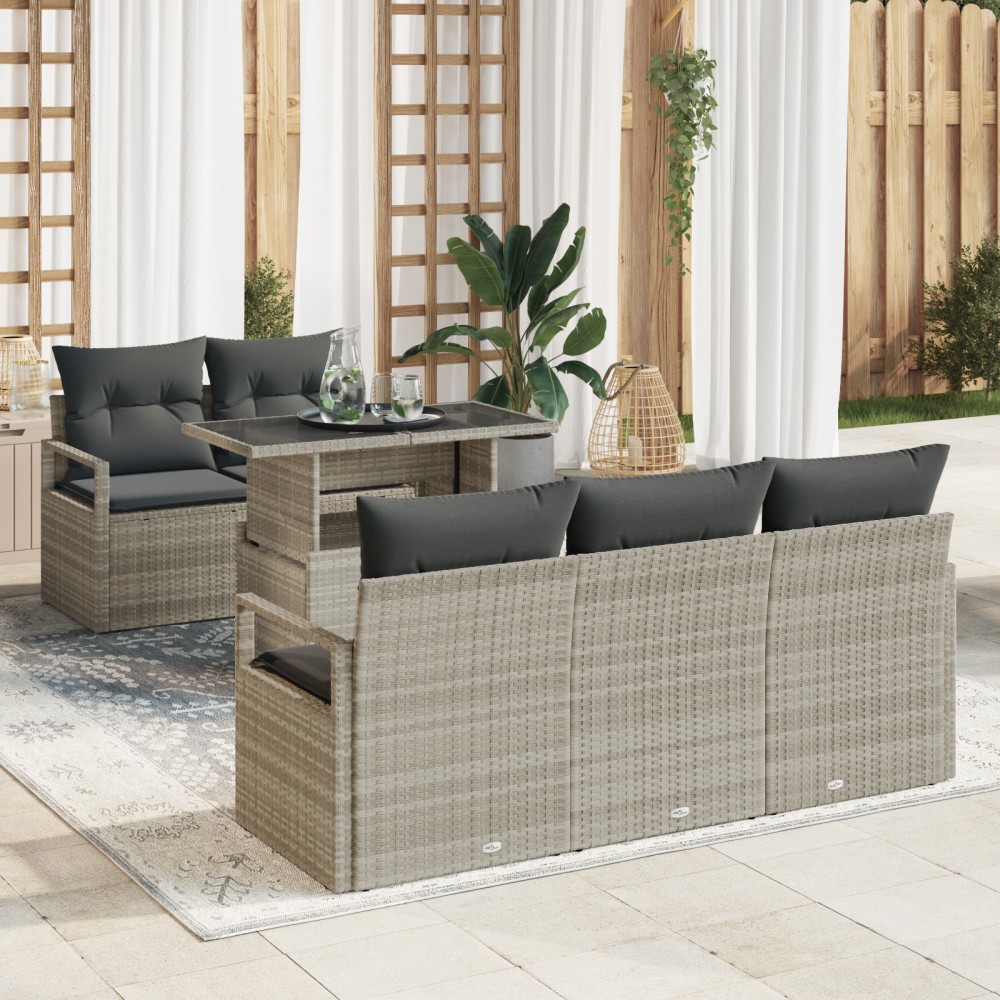 vidaXL Set de canapele pentru grădină cu pernă 6 pcs Gri deschis
