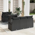 vidaXL Set de canapele pentru grădină 6 pcs Negru 100 x 55 x 73 cm