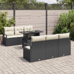 vidaXL Set de canapele pentru grădină cu pernă 7 pcs negru și crem vidaXL Set de canapele pentru grădină cu pernă 7 pcs negru și crem