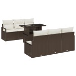 vidaXL Set de canapele pentru grădină cu pernă 7 pcs maro și crem vidaXL Set de canapele pentru grădină cu pernă 7 pcs maro și crem