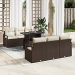 vidaXL Set de canapele pentru grădină cu pernă 7 pcs maro și crem vidaXL Set de canapele pentru grădină cu pernă 7 pcs maro și crem