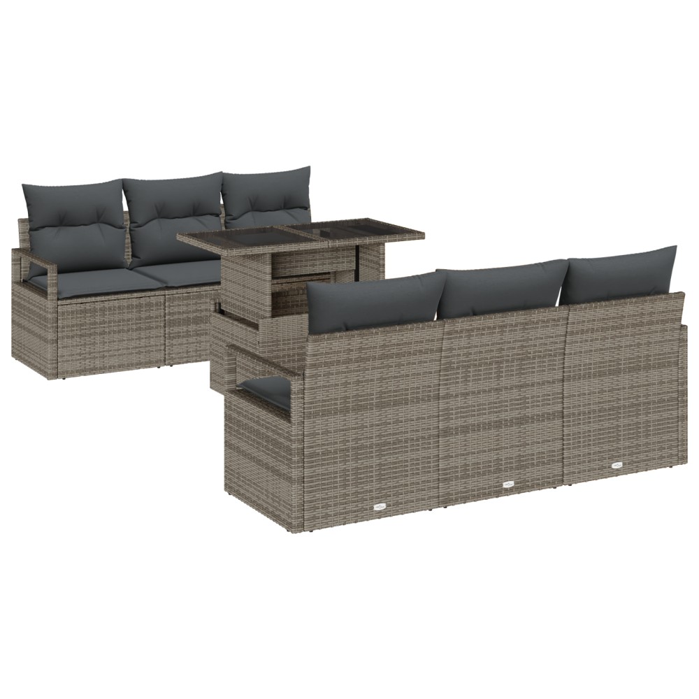vidaXL Set de canapele pentru grădină 7 pcs Gri 100 x 55 x 73 cm