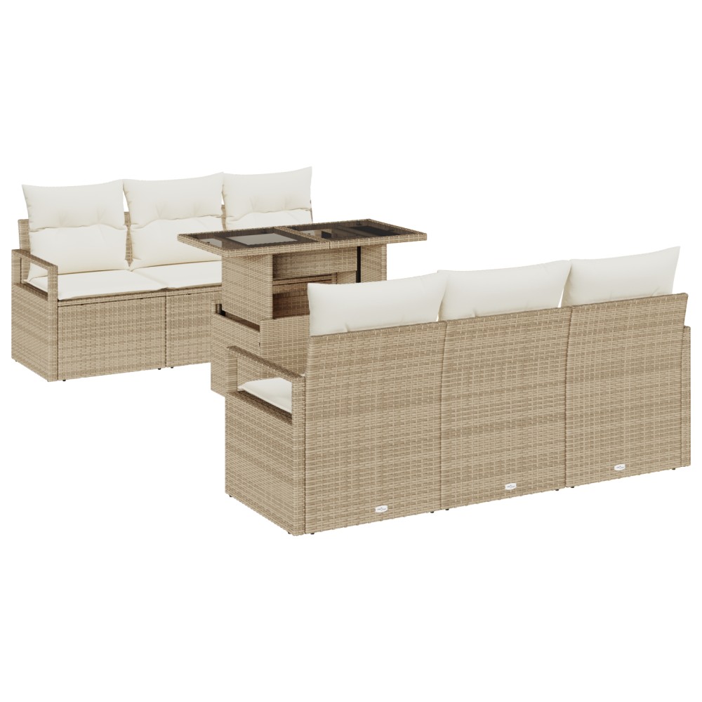 vidaXL Set de canapele pentru grădină cu pernă 7 pcs bej și crem
