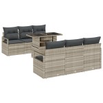 vidaXL Set de canapele pentru grădină cu pernă 7 pcs Gri deschis