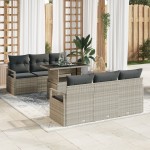 vidaXL Set de canapele pentru grădină cu pernă 7 pcs Gri deschis