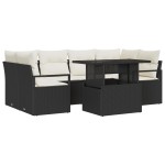 vidaXL Set de canapele pentru grădină cu pernă 7 pcs negru și crem vidaXL Set de canapele pentru grădină cu pernă 7 pcs negru și crem