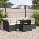 vidaXL Set de canapele pentru grădină cu pernă 7 pcs negru și crem vidaXL Set de canapele pentru grădină cu pernă 7 pcs negru și crem