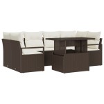 vidaXL Set de canapele pentru grădină cu pernă 7 pcs maro și crem