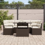 vidaXL Set de canapele pentru grădină cu pernă 7 pcs maro și crem