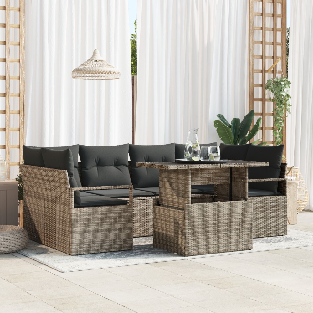 vidaXL Set de canapele pentru grădină 7 pcs Gri 100 x 55 x 73 cm