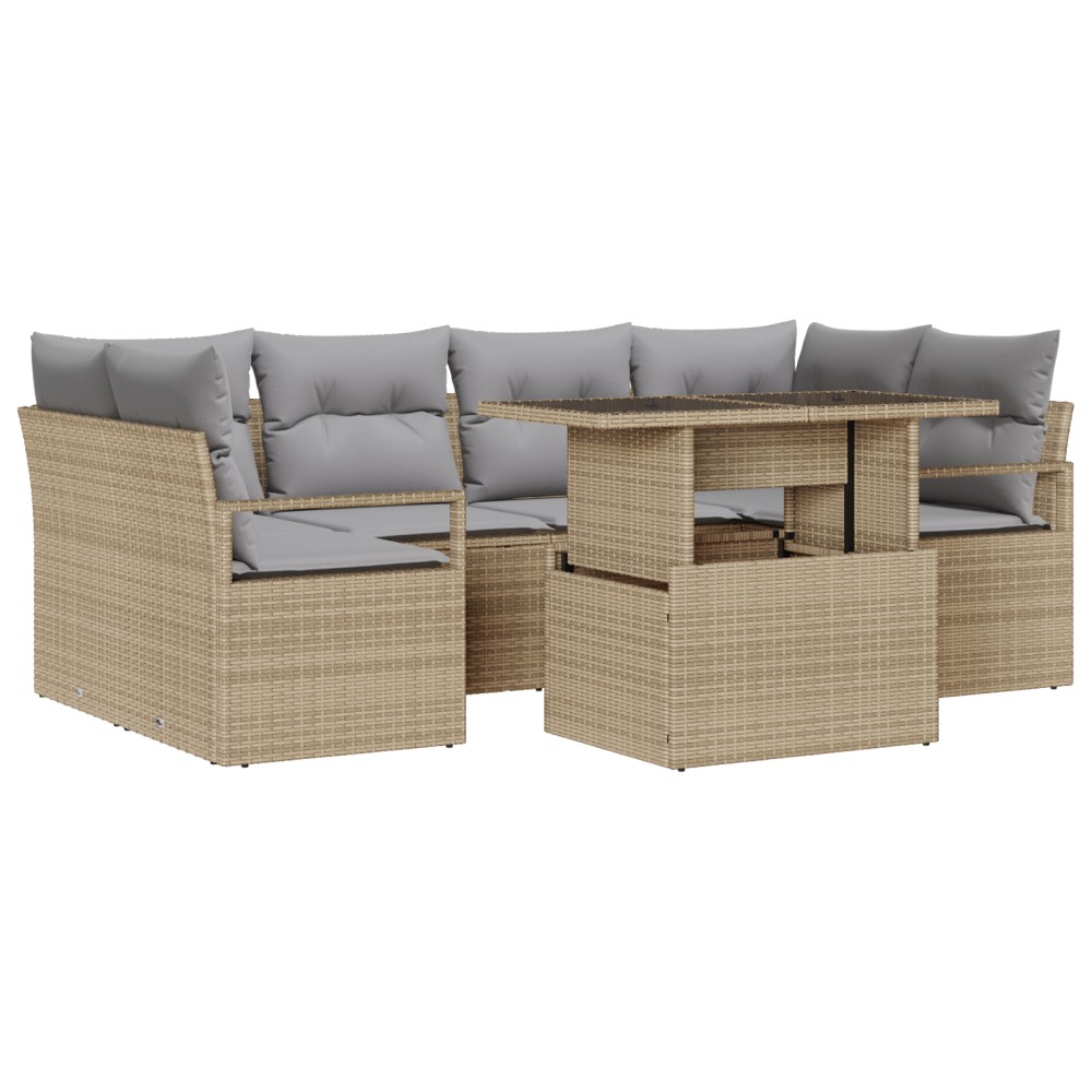 vidaXL Set de canapele pentru grădină Manual 7 pcs bej și gri deschis