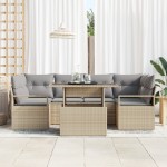 vidaXL Set de canapele pentru grădină Manual 7 pcs bej și gri deschis