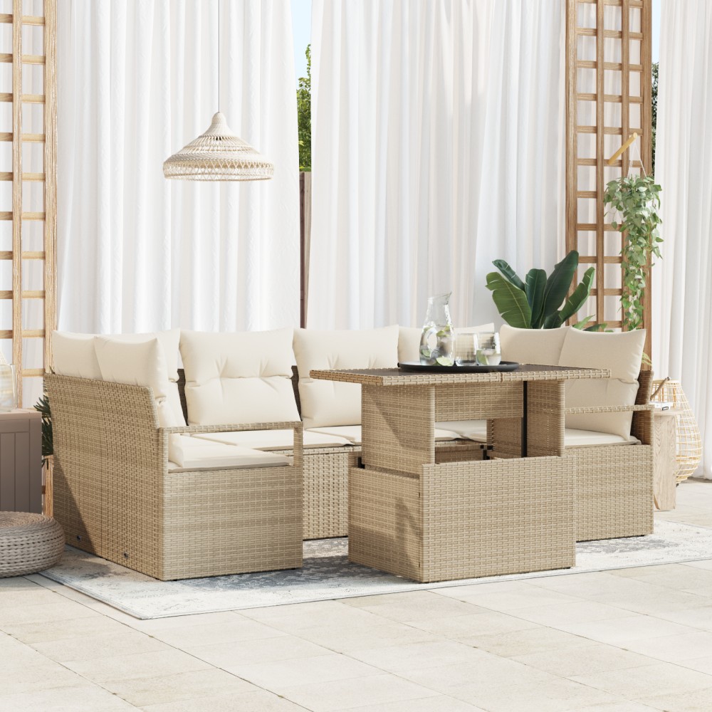 vidaXL Set de canapele pentru grădină cu pernă 7 pcs bej și crem