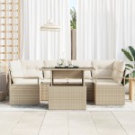 vidaXL Set de canapele pentru grădină cu pernă 7 pcs bej și crem vidaXL Set de canapele pentru grădină cu pernă 7 pcs bej și crem