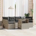 vidaXL Set de canapele pentru grădină cu pernă 7 pcs Gri deschis