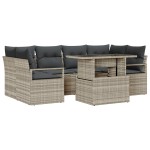 vidaXL Set de canapele pentru grădină cu pernă 7 pcs Gri deschis
