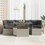vidaXL Set de canapele pentru grădină cu pernă 7 pcs Gri deschis