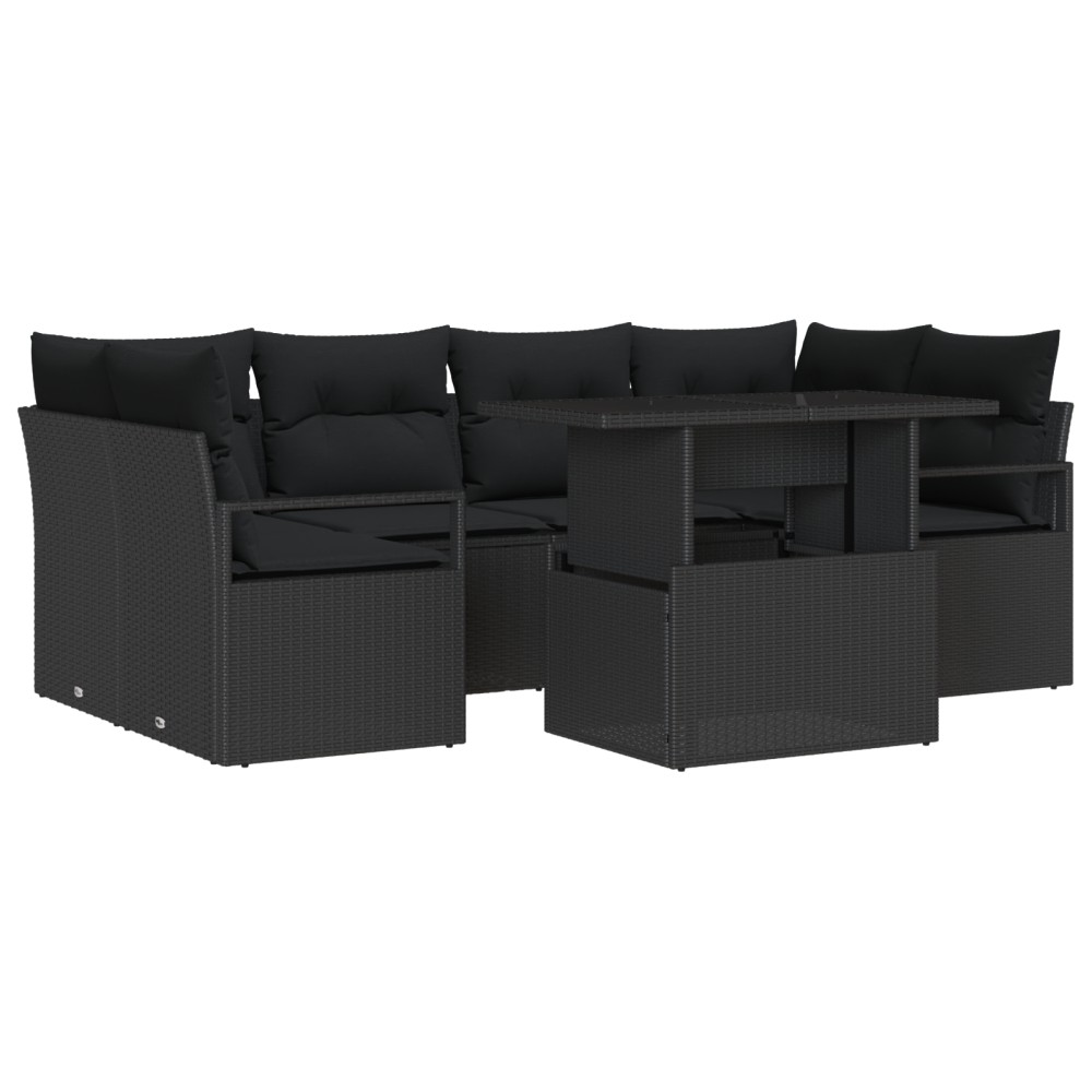 vidaXL Set de canapele pentru grădină 7 pcs Negru 100 x 55 x 73 cm