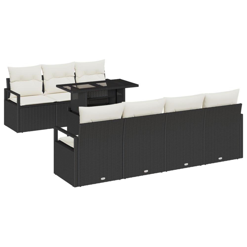vidaXL Set de canapele pentru grădină cu pernă 8 pcs negru și crem