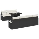 vidaXL Set de canapele pentru grădină cu pernă 8 pcs negru și crem