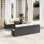 vidaXL Set de canapele pentru grădină cu pernă 8 pcs negru și crem