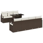 vidaXL Set de canapele pentru grădină cu pernă 8 pcs maro și crem