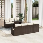 vidaXL Set de canapele pentru grădină cu pernă 8 pcs maro și crem