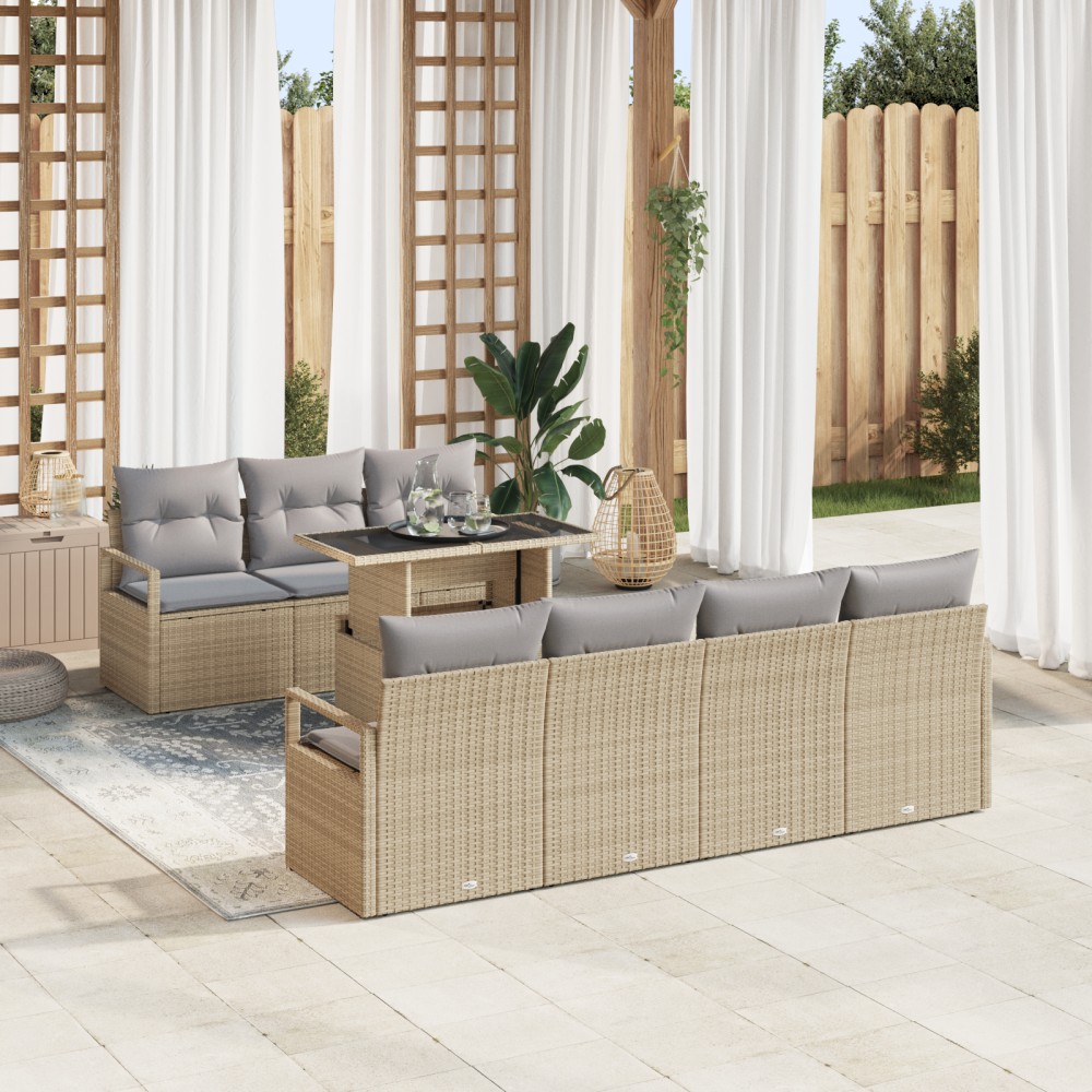 vidaXL Set de canapele pentru grădină Manual 8 pcs bej și gri deschis