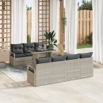 vidaXL Set de canapele pentru grădină cu pernă 8 pcs Gri deschis