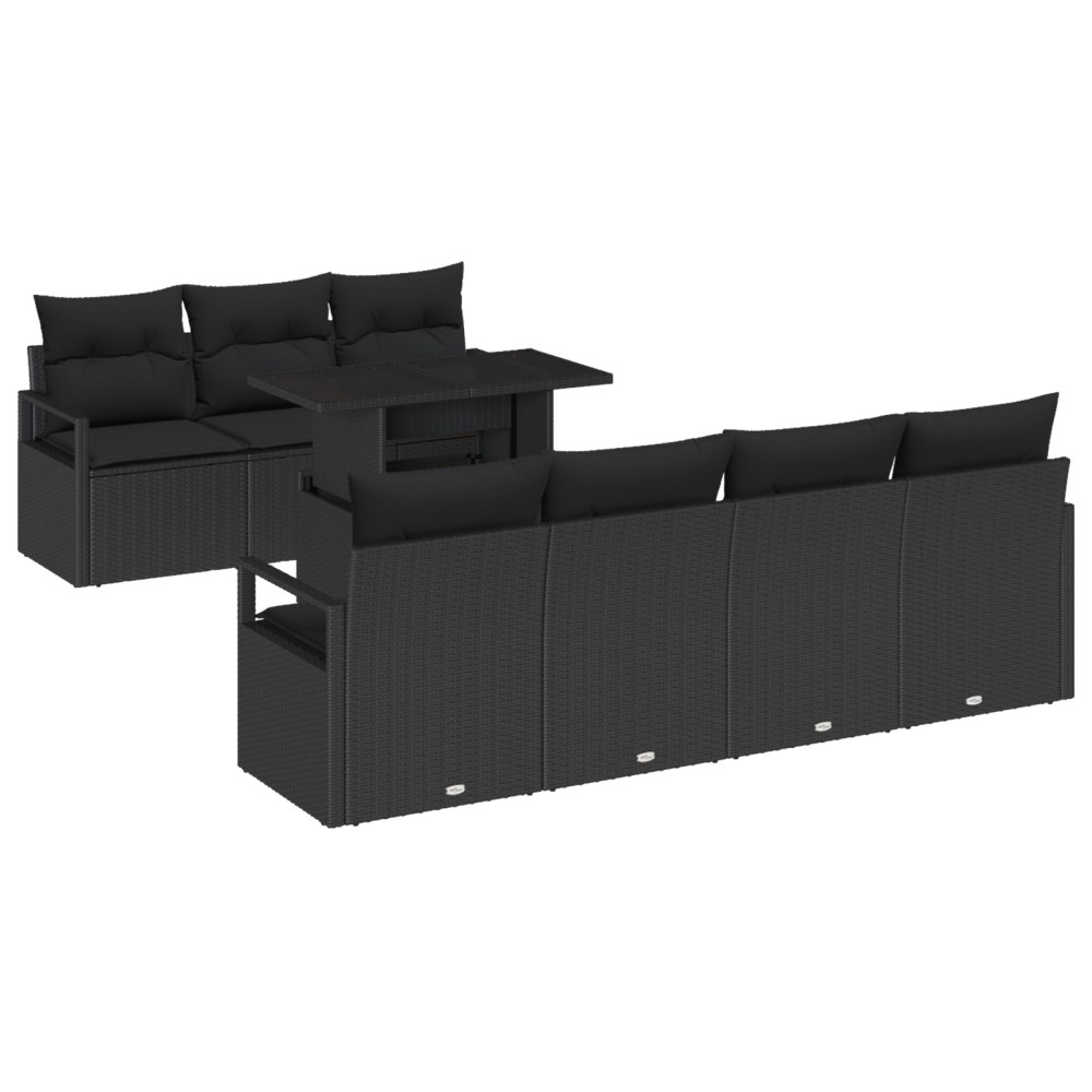 vidaXL Set de canapele pentru grădină 8 pcs Negru 100 x 55 x 73 cm