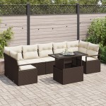 vidaXL Set de canapele pentru grădină cu pernă 8 pcs maro și crem vidaXL Set de canapele pentru grădină cu pernă 8 pcs maro și crem
