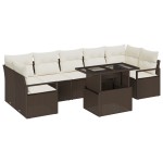 vidaXL Set de canapele pentru grădină cu pernă 8 pcs maro și crem vidaXL Set de canapele pentru grădină cu pernă 8 pcs maro și crem