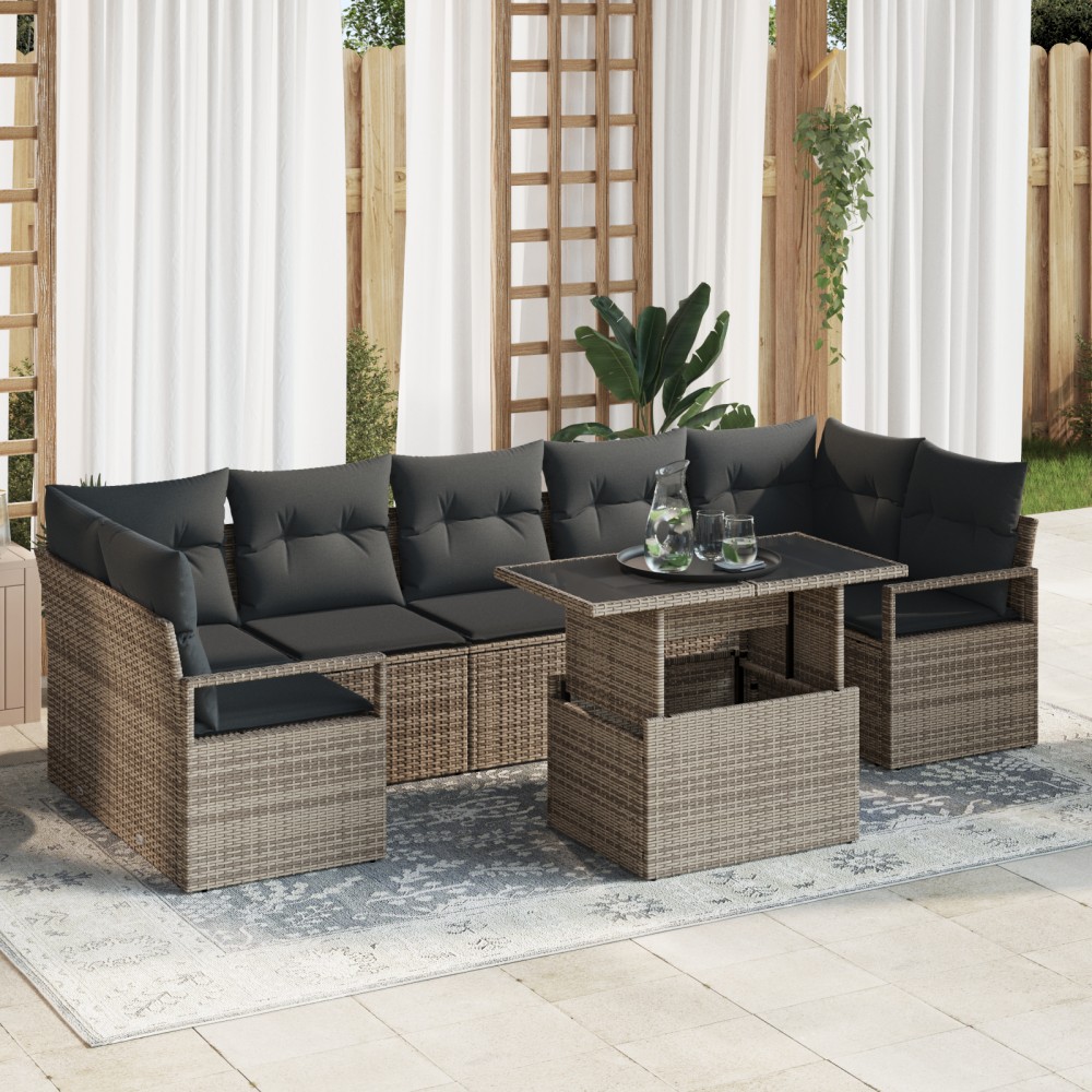 vidaXL Set de canapele pentru grădină 8 pcs Gri 100 x 55 x 73 cm